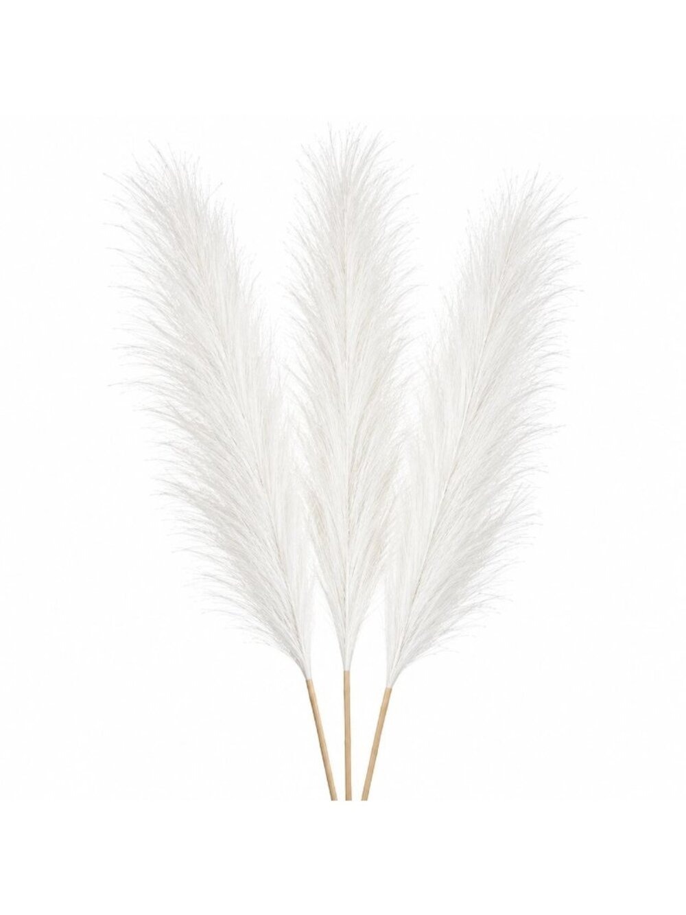 White Faux Pampas Grass 3 Stems Artificial Home Decor